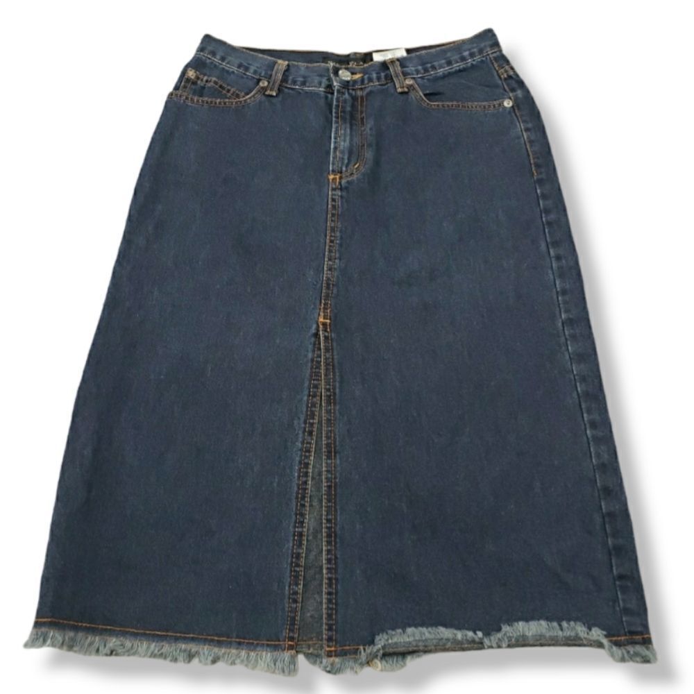 Nine Planet Skirt Size 7 W28"in Waist Blue Denim A Line 100% Cotton Made In USA